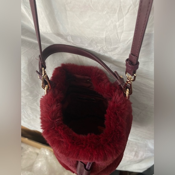 Faux Fur Crossbody  Bag  Red - Picture 8 of 17
